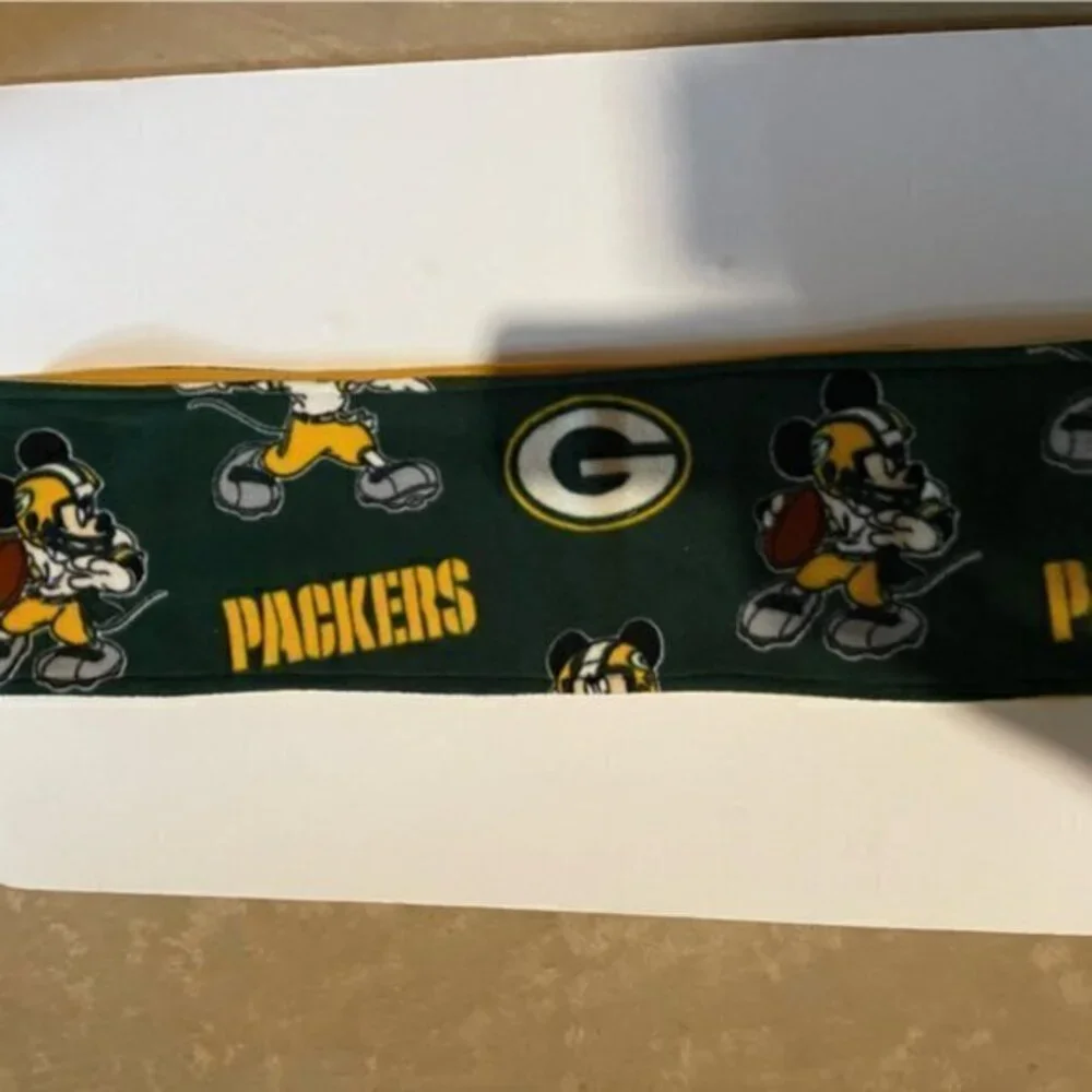 Green Bay Packers Fleece Scarf Mickey Mouse Pattern